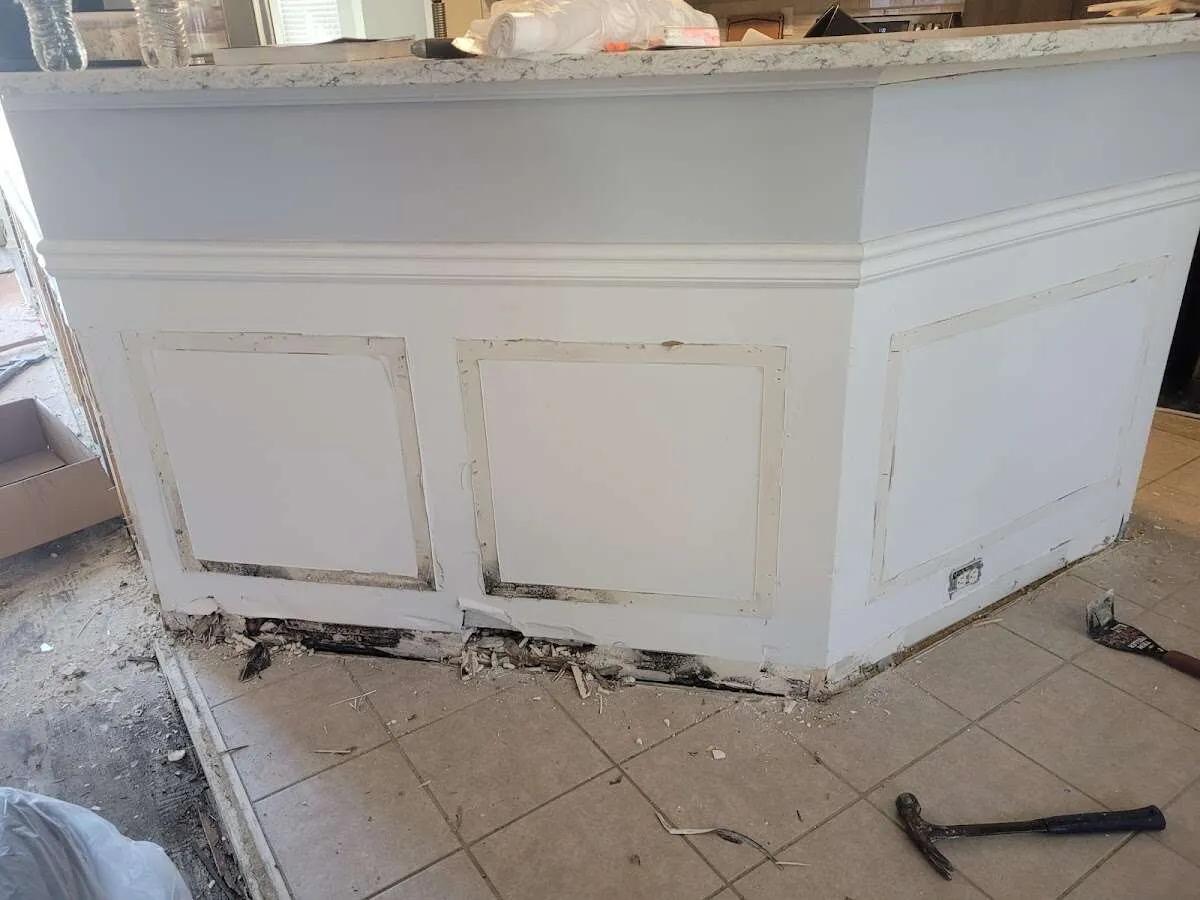 Water damage and mold on kitchen during Burst Pipe Cleanup in Lauderdale-by-the-Sea